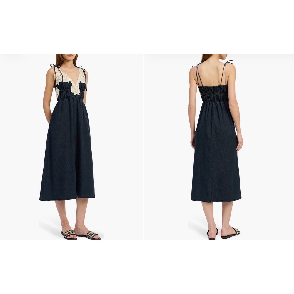 En Saison Natalia Lace Trim Shirred Midi